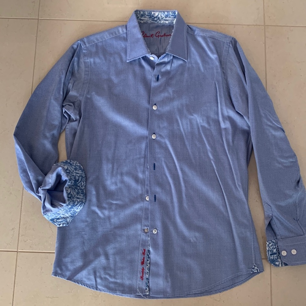 Robert Graham button down. Kids XL 18-20. Gently used small stain